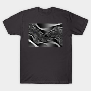 monochrome curvy abstract lines T-Shirt